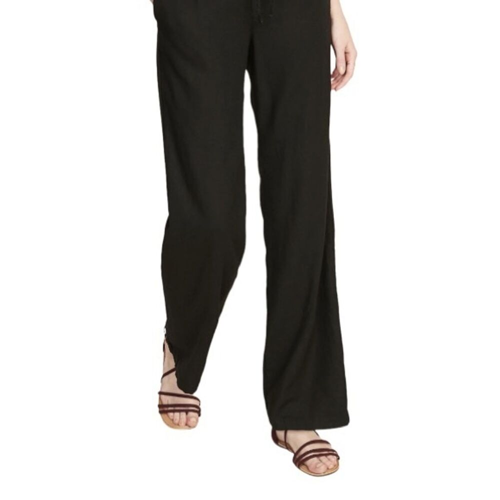 Black Linen Relaxed Fit Lightweight Pants Women’s 8 Grace Elements Beachy